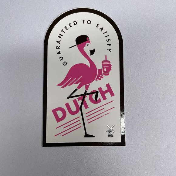 Dutch Bros Other - SOLD Dutch Bros Coffee Sticker Flamingo Guaranteed to Satisfy Pink White October